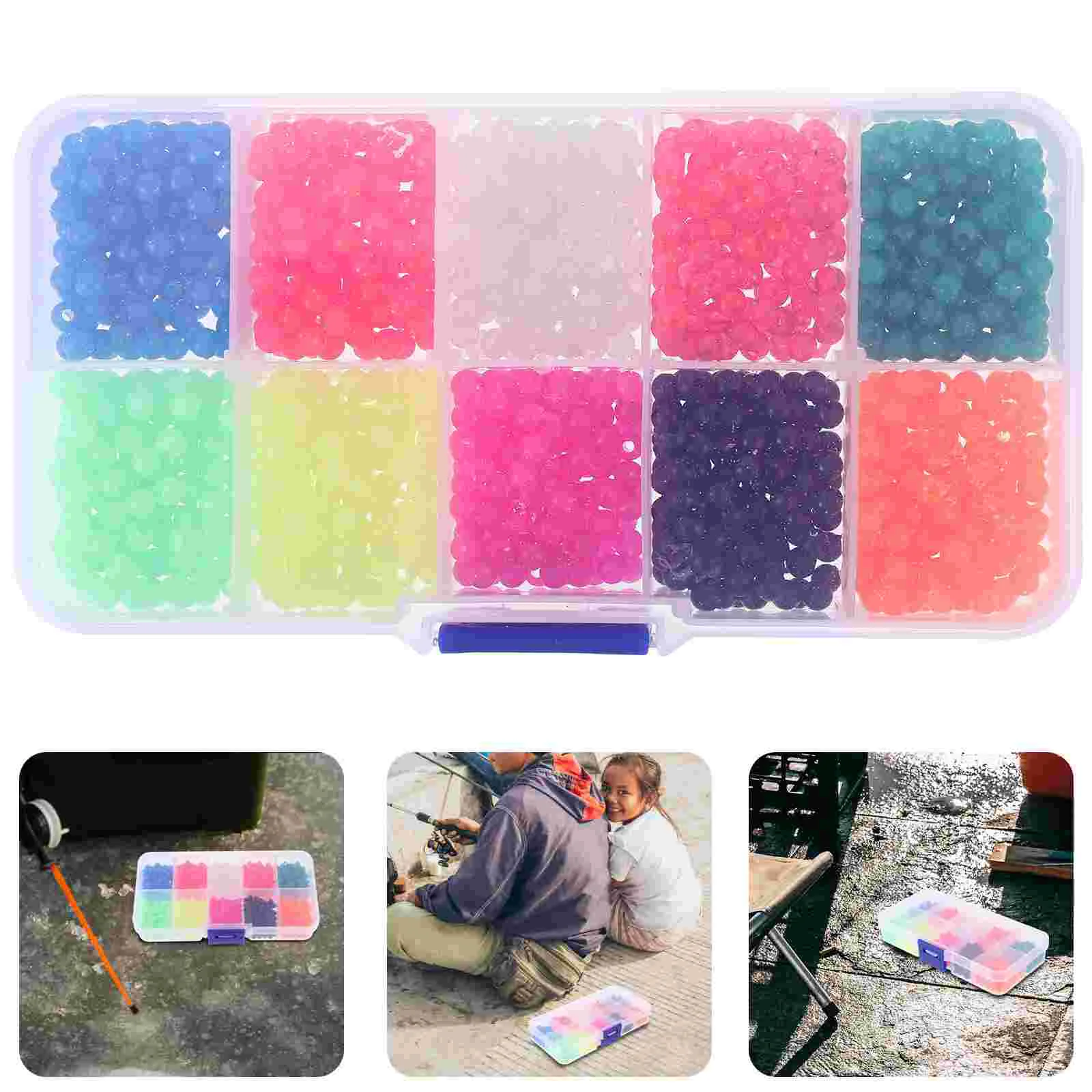 

1000 Pcs Space Beans Fishing Lures Night Light Beads Luminous Gear Accessories Rock Line Abs