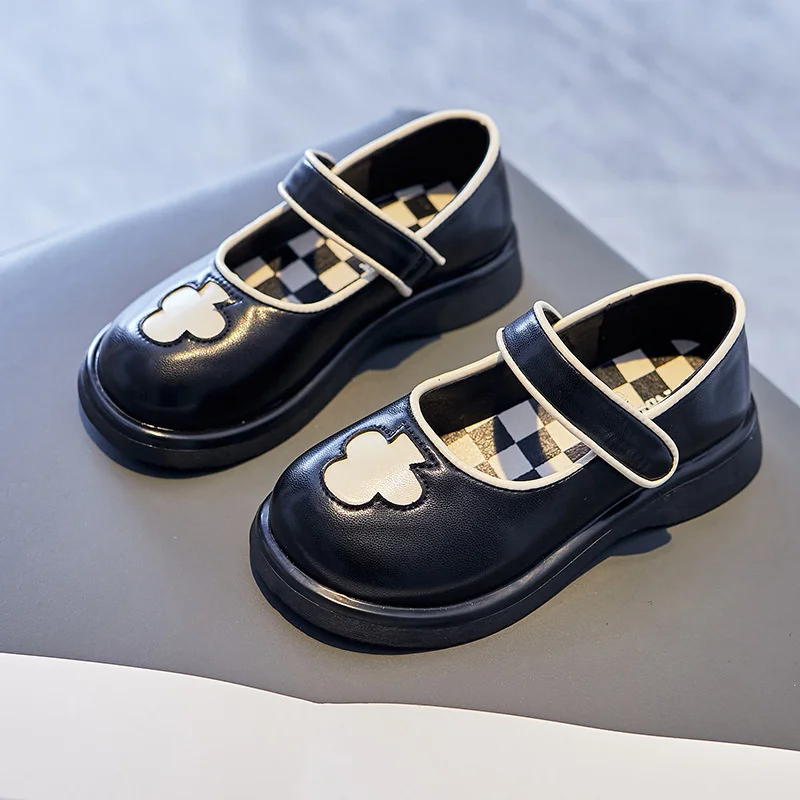 

2022 Fashion Cute Pattern Kids Flats Shoes PU Leather Soft Princess Shoes For Girls Comfortable Anti Slip Children Single Shoes