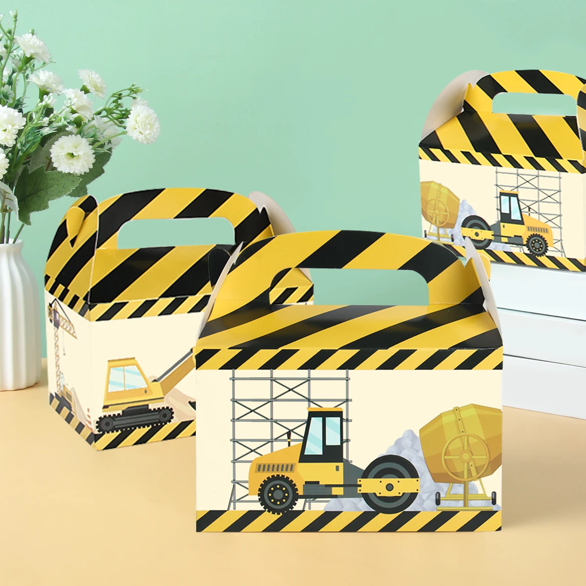 Es Trucks Theme Candy Gift Box Birthday Party Decor Kids Boy Construction Excavator Theme Party Supplies