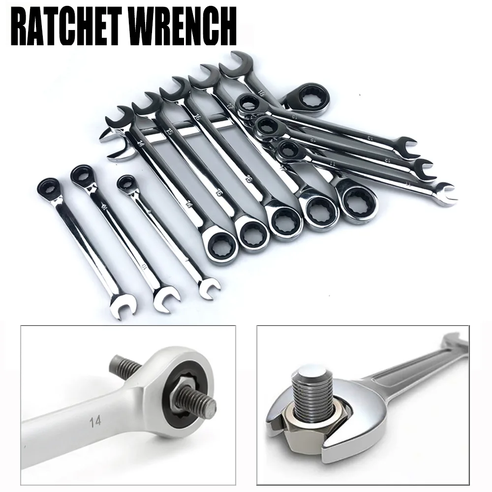 

12-Piece Ratchet Wrench Bag Fixed Head Dual-Use Plum Blossom Labor-Saving Ratchet Set