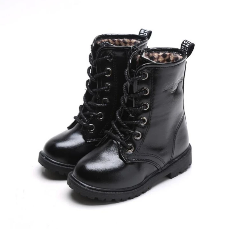 

New Girl Leather Martin Boots Shoes For Girls Children Non-slip Warm Boots Fashion Soft Bottom Boys Girls Boots Kids Sneakers