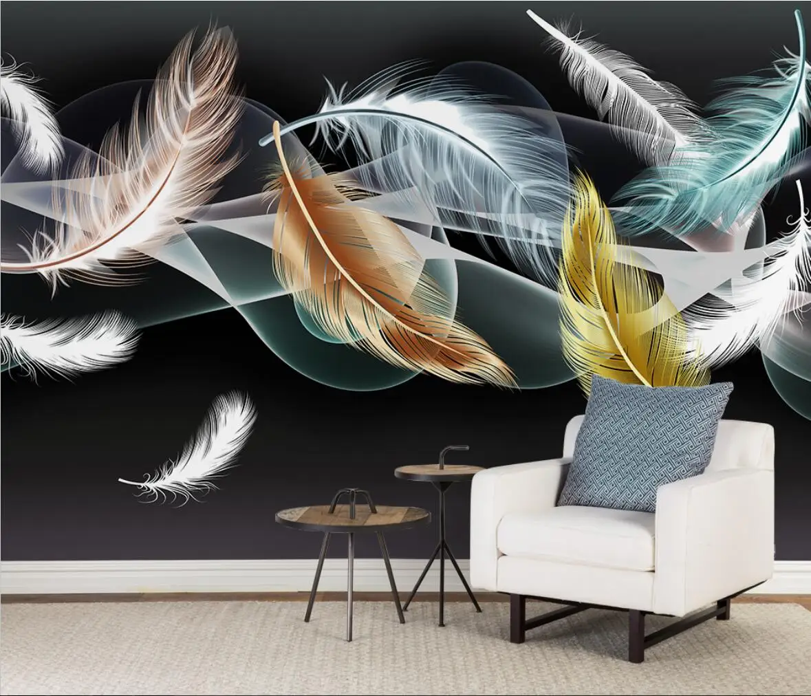 

beibehang custom 3D Photo Wallpaper Bar KTV Bedroom Backdrop feather smoke Wall Mural Wallpapers for living room home decor