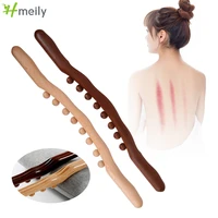 wooden gua sha stick body massage tool 8 beads handheld abdomen cellulite massager for backpain relief wood therapy massage cup