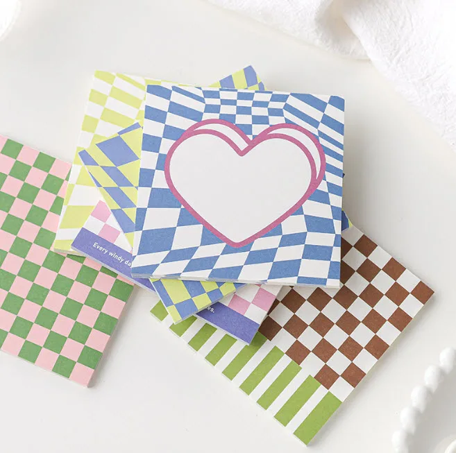 

Cute Colorful Checkerboard Memo Pad Creative N Times Sticky Notes Paper Portable Notepad DIY Message Notes School Office Supplie