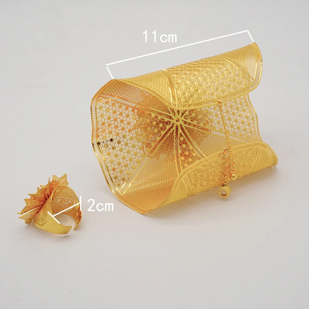 Дубайский браслет в форме цветка с кольцом для марокканского большого браслета