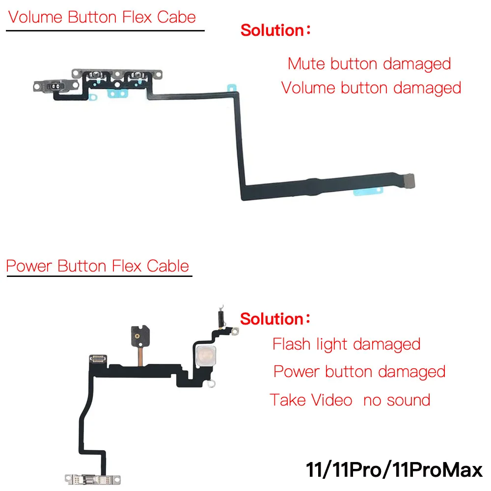 Гибкий кабель кнопки питания и Voulme для iPhone 11 Pro Max сменный переключатель звука со