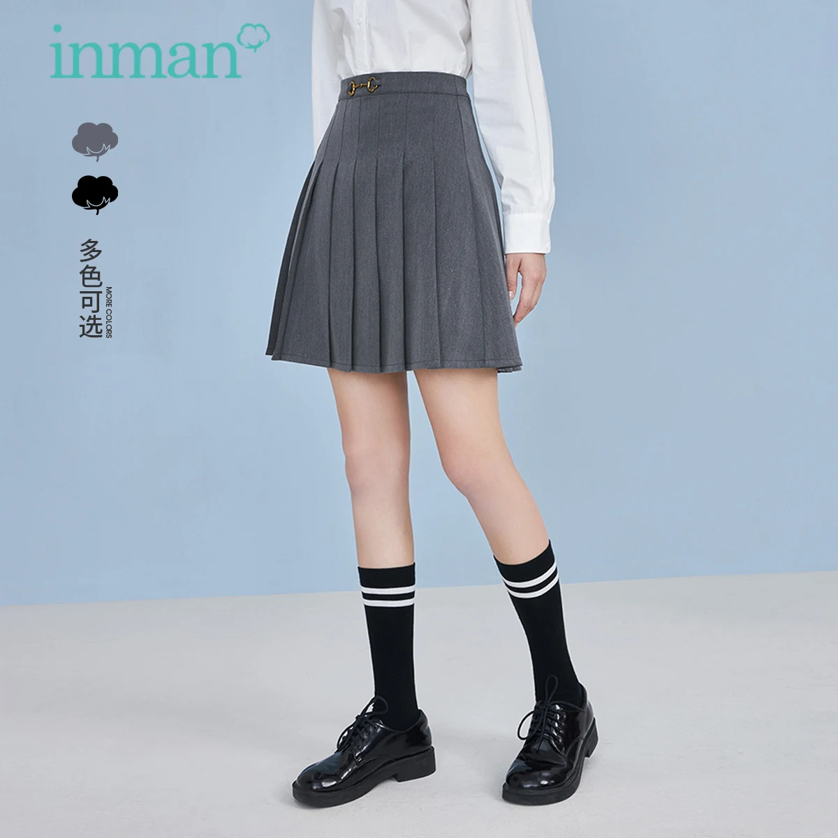 

INMAN Summer Spring Women's Skirt Casual Pleated Skirt Versatile Women Clothes Minimalism A-line Female Skirt Preppy Style Skirt