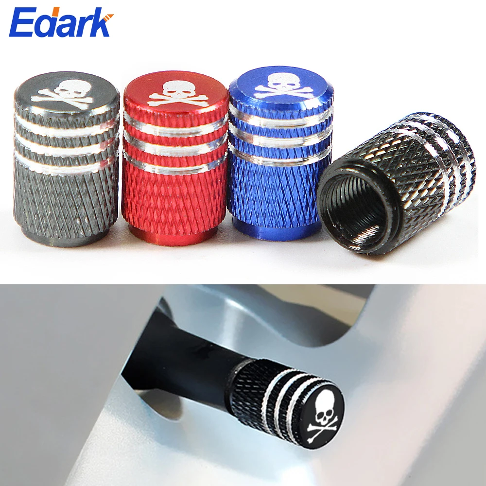 

4Pcs/Set Laser Models MMJ Skull Style Tire Valve Stem Caps, Dust Proof Cover Universal Fit for Cars,SUVs,Bike and Bicycle,Trucks