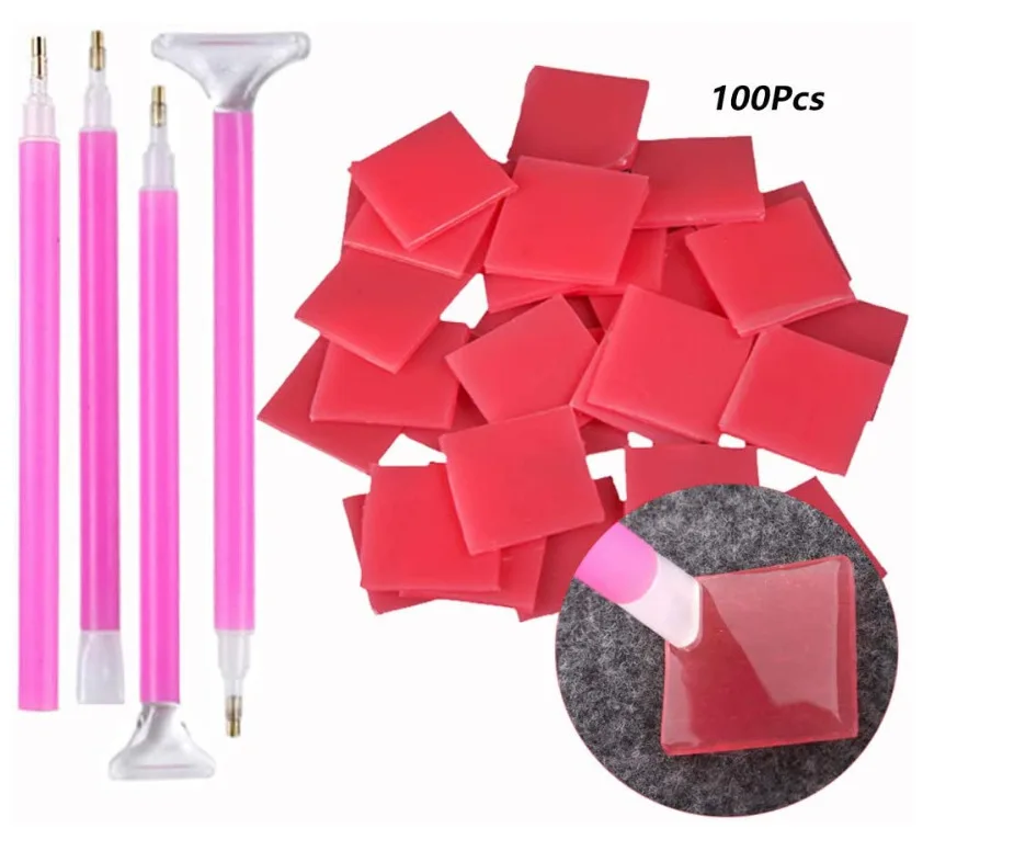 

100pcs Diamond Embroidery Glue Clay Cross Stitch Dotting Glue Mastic Daimond Painting Wax Brush 5d Diamant painting Accessory