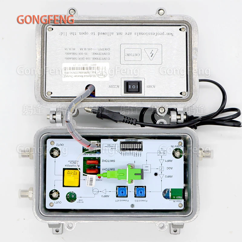 New 60V/220V Optical Receiver Two Output CATV Digital Analog Signal Ultra Low Receiving With AGC Optical Transmission Equipment