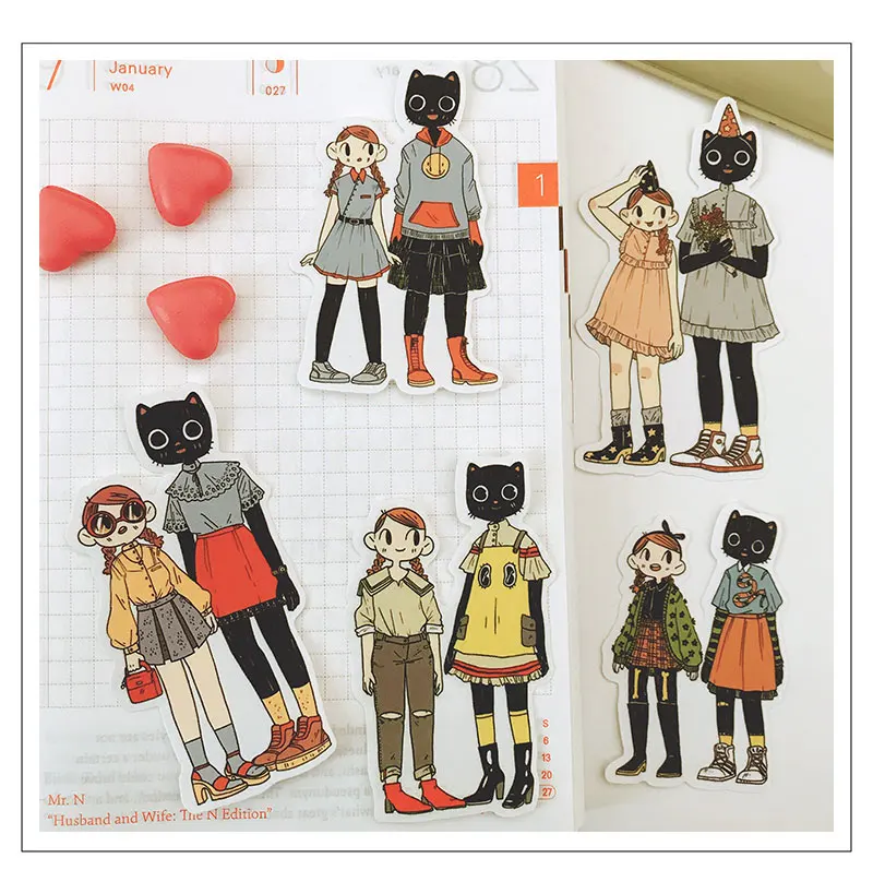 

10 шт., стикеры в виде кошек и девушек, Стикеры для скрапбукинга, декоративные Стикеры, фотоальбомы для творчества