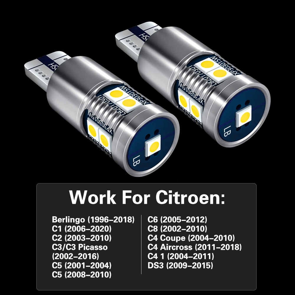 2pcs LED Clearance Light Parking Bulb Lamp W5W T10 Canbus For Citroen Berlingo C1 C2 C3 Picasso C5 C6 C8 C4 1 Coupe Aircross DS3 - купить по