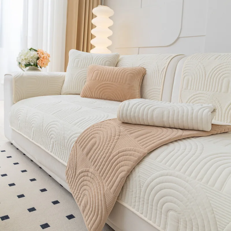 

Velvet Sofa Covers for L Shape CoverSlipcovers Sofa Towel Couch Cover for Living Room Non-slip Soft Breathable
