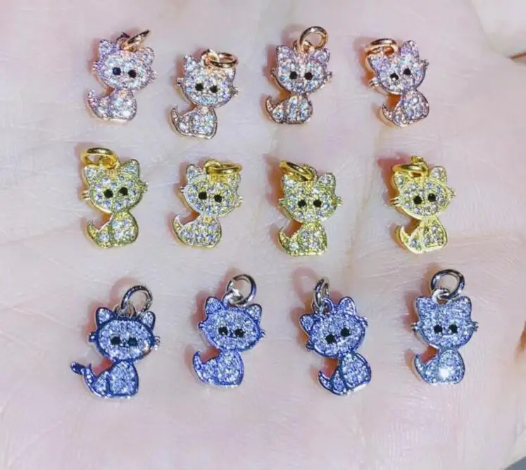 

Ожерелье с котом из фианита 1 шт., Подвески для изготовления ювелирных изделий из розового золота, подвески для ювелирных изделий, оптовая пр...