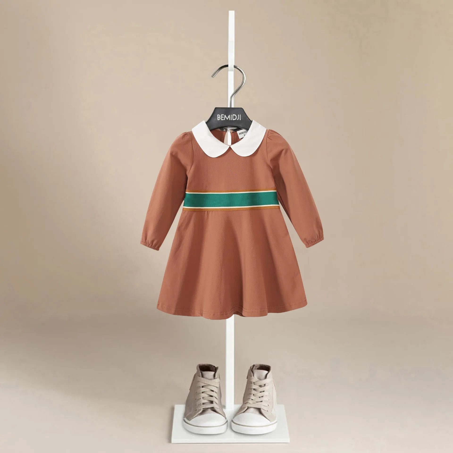 

Homiesttextile детское платье для девочек платья для девочек очень элегантные плетеные эластичные манжеты с поясом платье с длинным рукавом Одежда для девочек