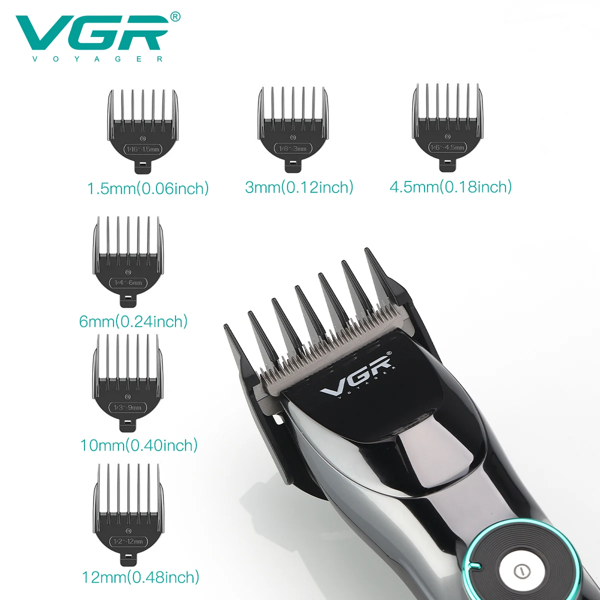 VGR Hair Cutting Machine Adjustable Hair Trimmer Cordless Clipper Electric Barber LED Display Trimmer for Men with Base V-256 images - 6