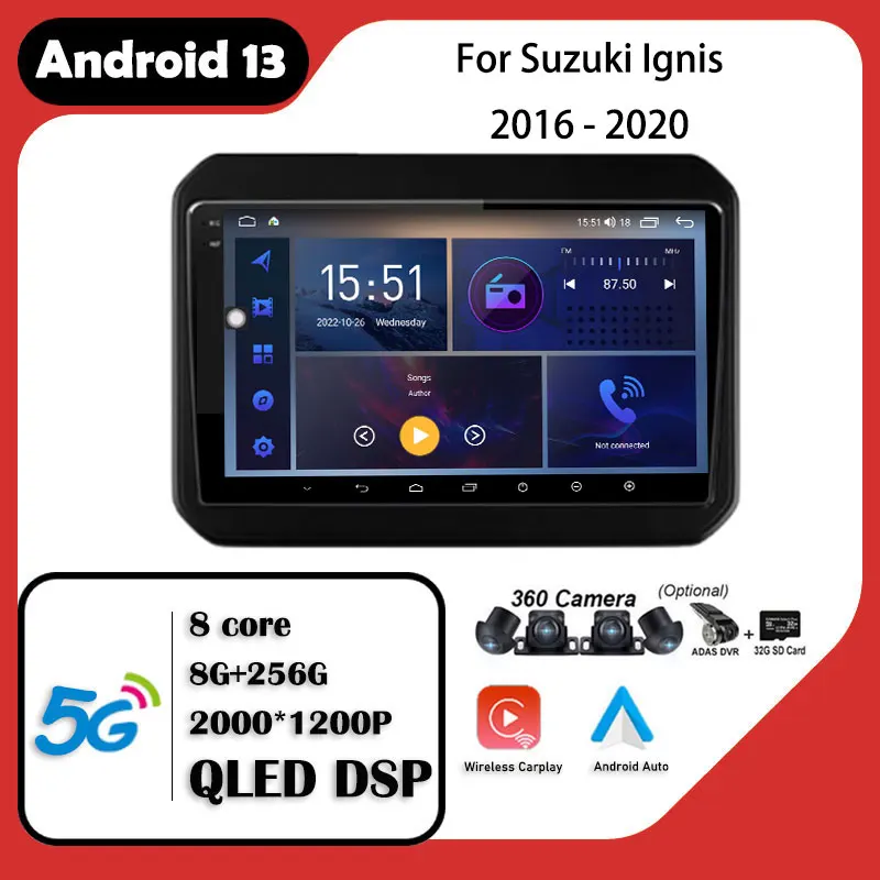 

Автомобильный мультимедийный плеер, стерео-система под управлением Android 13, с 9 "сенсорным QLED экраном, с GPS Навигатором, Wi-Fi, 4G, для Suzuki Ignis 2016 - 2020