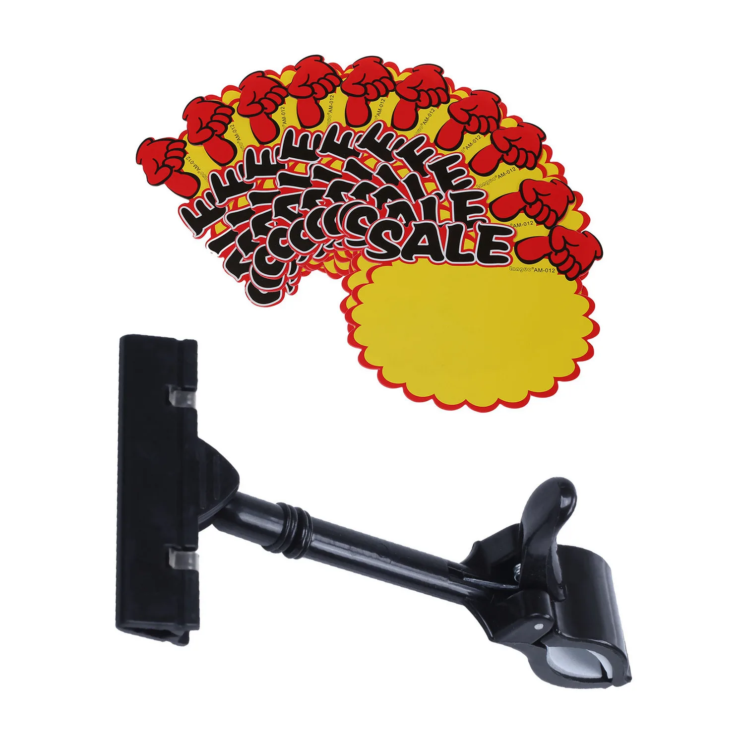 

12Pcs Advertising Sign Price Tags -Paper -Sign Card Display Clip Price Tags Holder, 2 Pcs Black & 10 Pcs Red Yellow