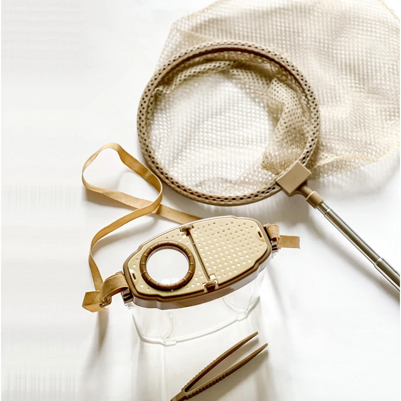 תיבת חרקים ניידת לחוץ עם מגדיל קליפ רשת לתפיסת חרקים ערכת ניסויים לילדים חקירת גינה צעצוע חינוכי