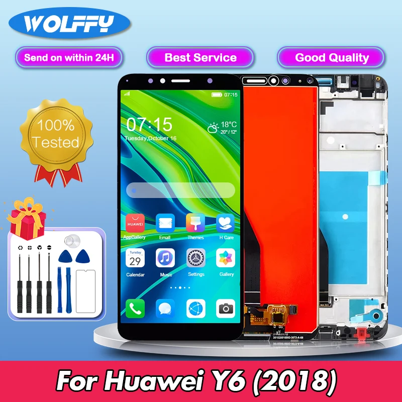 5,7 'для Huawei Y6 2018 ЖК-дисплей, сенсорный экран, ЖК-панель для ATU-L11 ATU-LX3 ATU-L21 ATU-L22, дигитайзер в сборе, замена