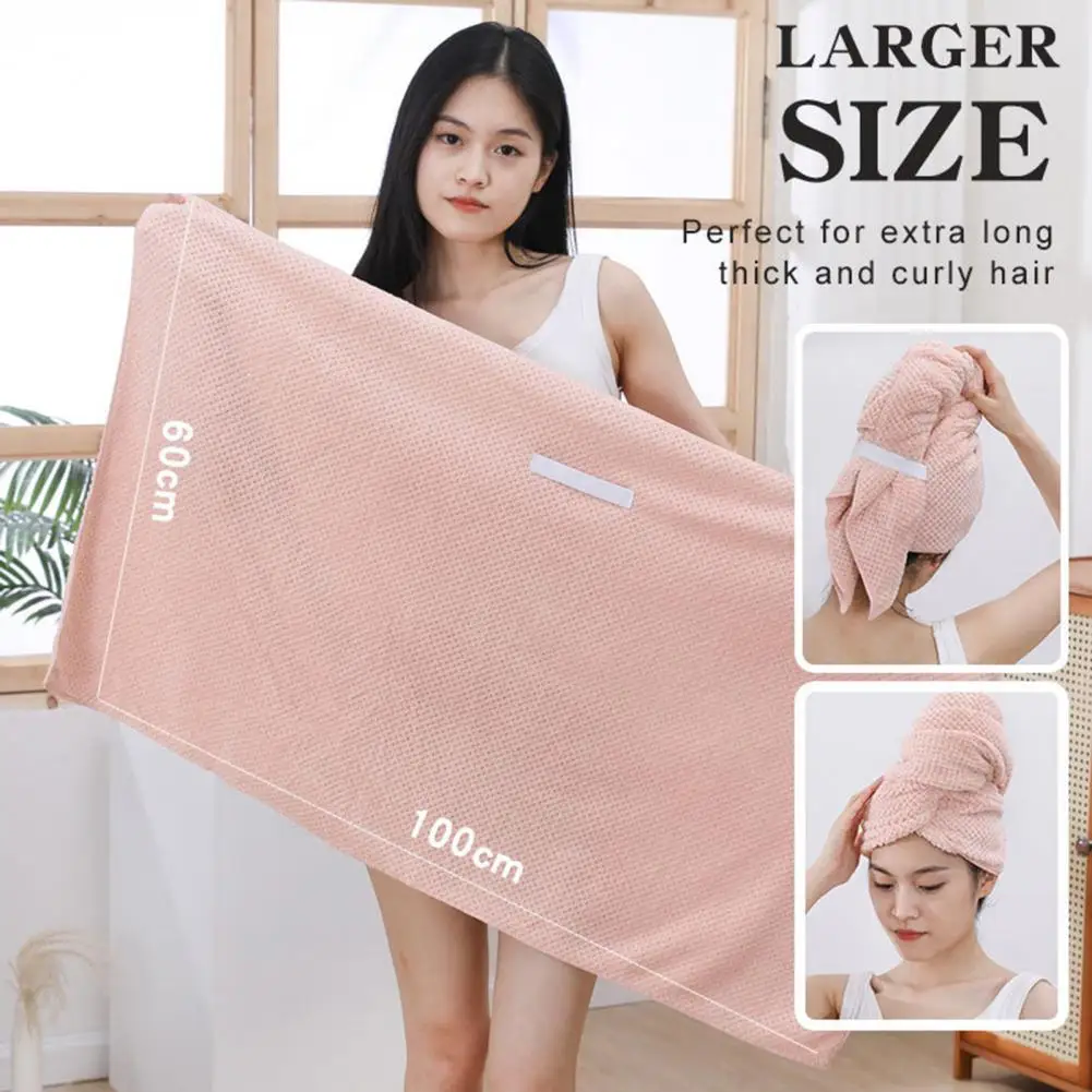 

Hair Drying Towel Super Soft Extra Hair Towel Wrap Highly Absorbent Anti-frizz Fast Drying Elastic Band for Easy Use Bath Towel