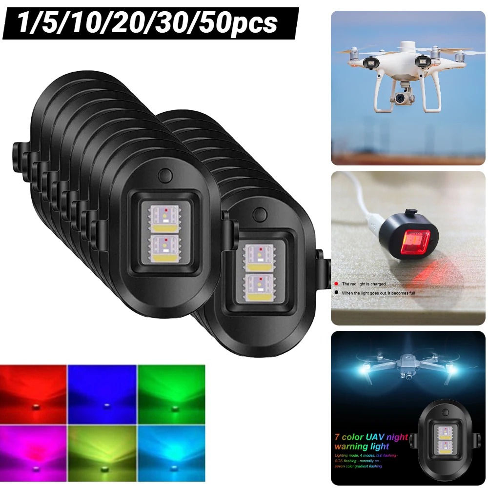 

Universal LED Light Strobe Warning Light 7-color Rechargeable Aircraft Emergency Lamp Anti-Collision Taillight Warning Lamps