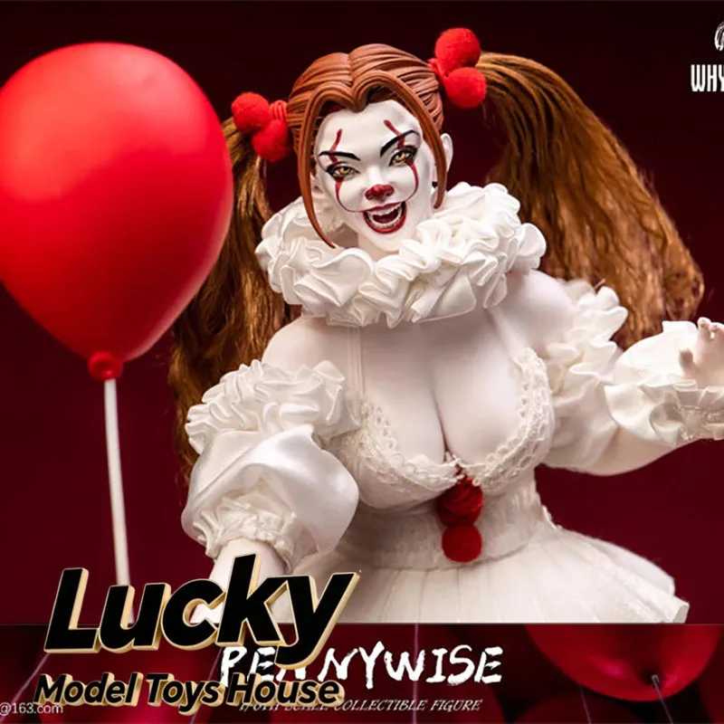 Фото Кукла-солдатка WHY STUDIO 1/6 Scale Resurrection Female Clown Pennywise WS021 в белом платье с красным шаром, 12 дюймов №1