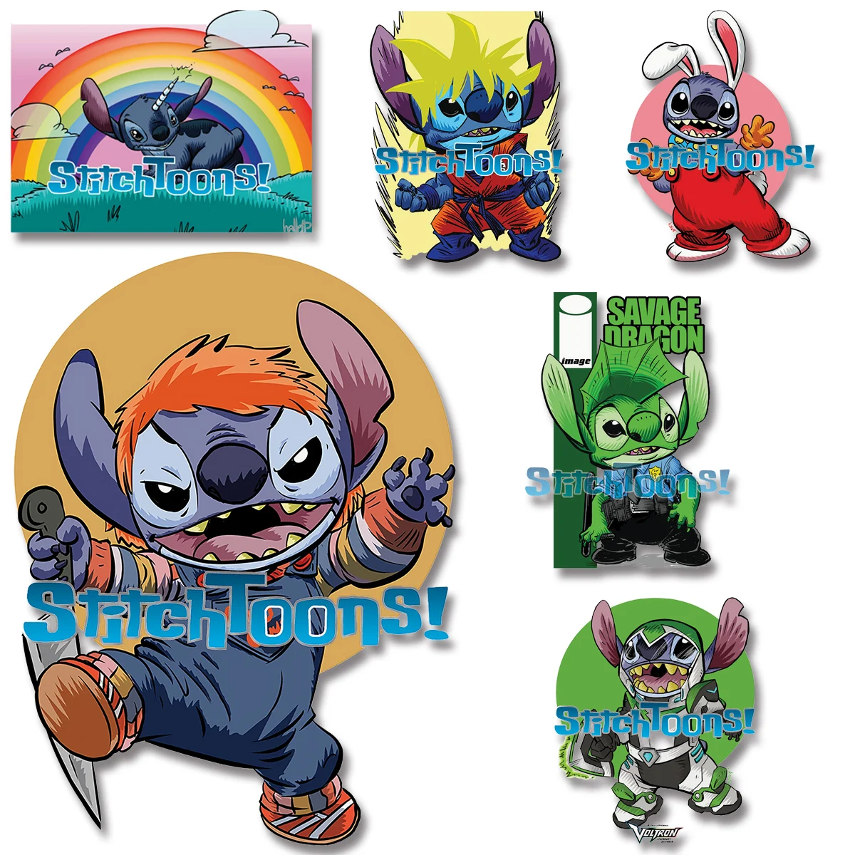 

Rabbit Lizard Animal Cosplay Rainbow Disney Animation Lilo & Stitch Iron On Transfer Clothing Thermoadhesive Patches Appliques