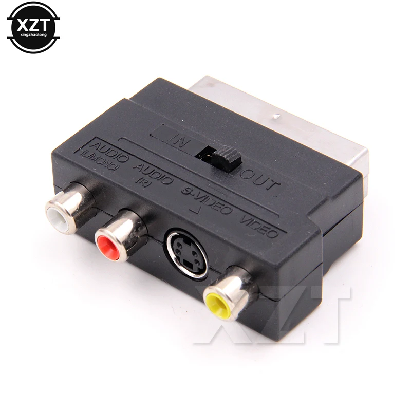 

1pcs Brand New Hot Selling RGB Scart to Composite RCA S-Video AV TV Audio Adapter Wholesale Adapter