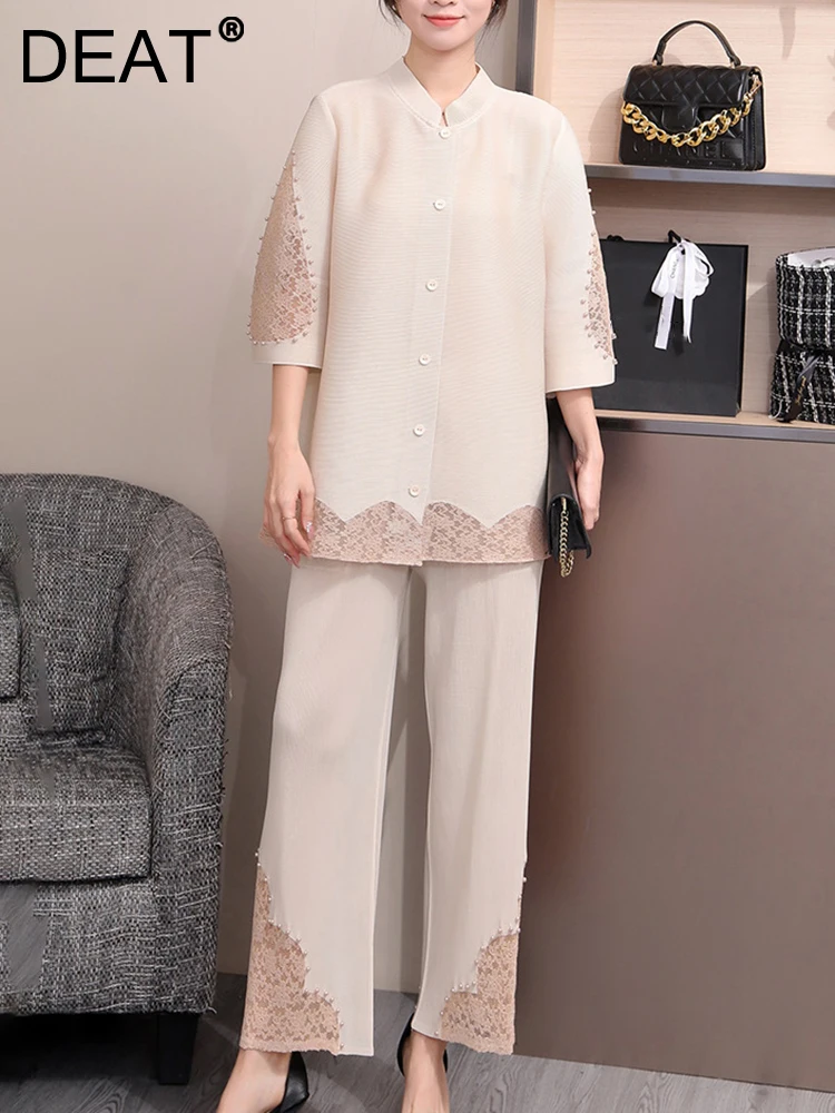 Женские Плиссированные комплекты из двух предметов DEAT Топ с длинным рукавом и