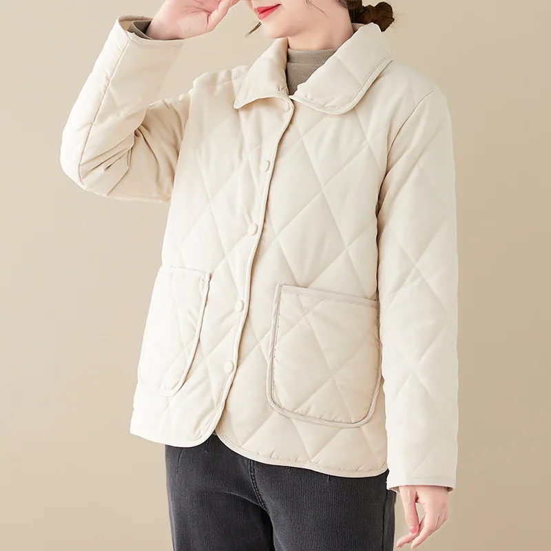 Women's Cotton Coat Fashion Casual Quilted Padded Jacket Winter Coat Women