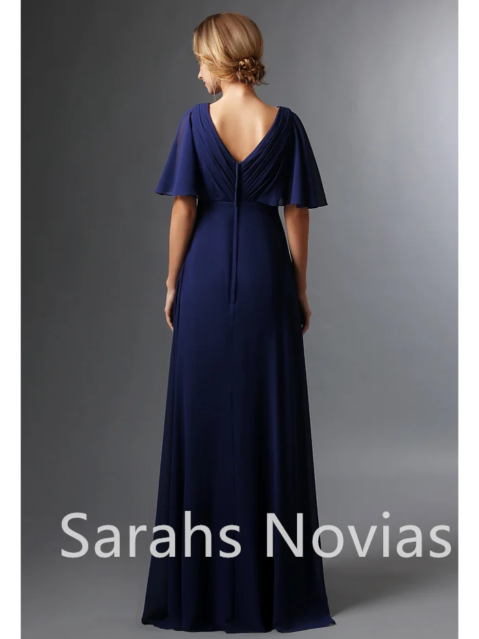 Длинное шифоновое платье для матери невесты Королевского синего цвета жениха на