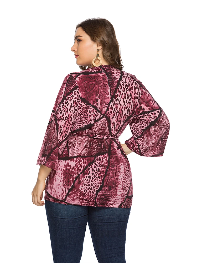 2022 Short Sleeve For Women's Tunic Peplum Fashion Tops Leopard print Blouse Tee Plus Size Women Clothing Summer Casual T Thirt