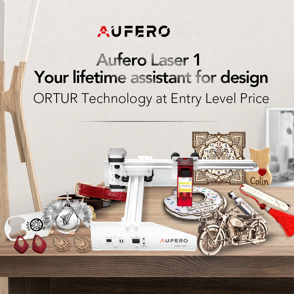 

Aufero AL1 CNC Laser Engraver Engraving Cutter Carving Machine Mini Carver DIY Laser Logo Mark Printer for Metal Wood Engraving