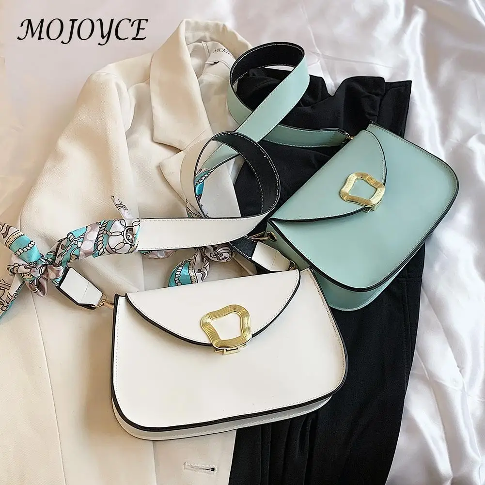 

Модный женский кошелек из искусственной кожи однотонный шелковый шарф маленькая сумка на плечо с откидной крышкой для подмышек летняя сумк...