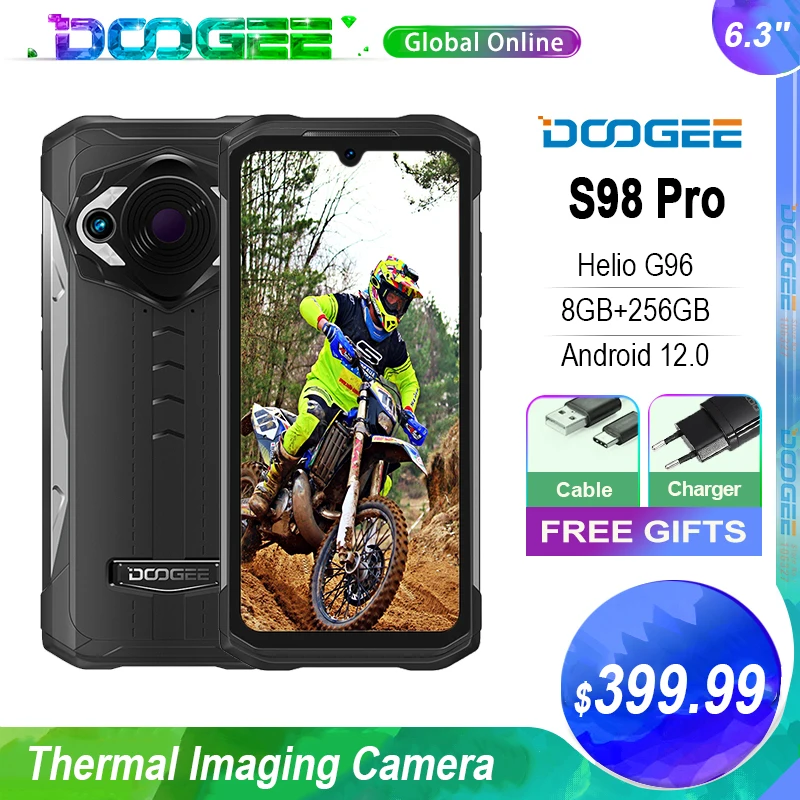 

DOOGEE S98 Pro Thermal Imaging Smartphone 6.3 Inch 6000mAh 33W Cellphone 20MP Night Vision Helio G96 8GB 256GB Mobile Phone