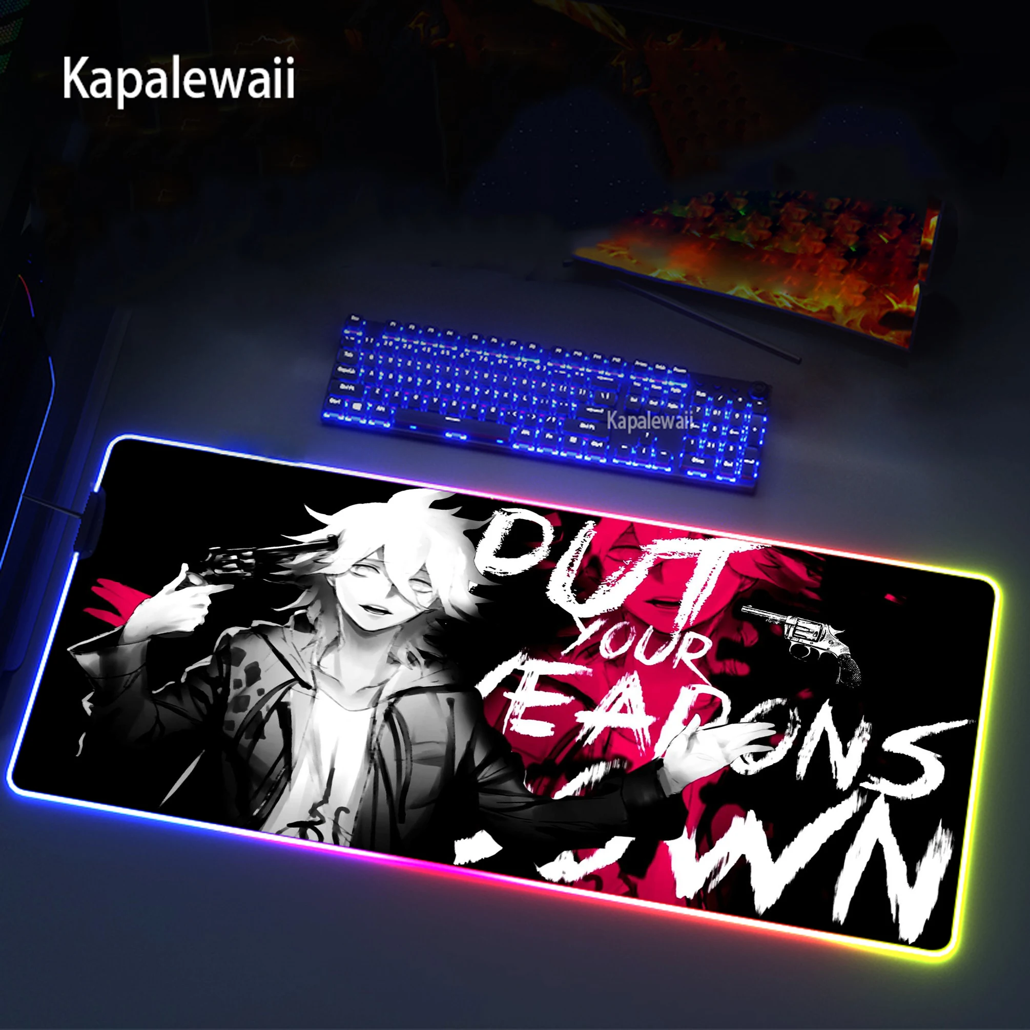 

RGB Danganronpa Mouse Pad 900x400mm Mouse Pad Large RGB Game Pad Rubber Computer Desktop LED Backlight XXL Keyboard Desk Mat