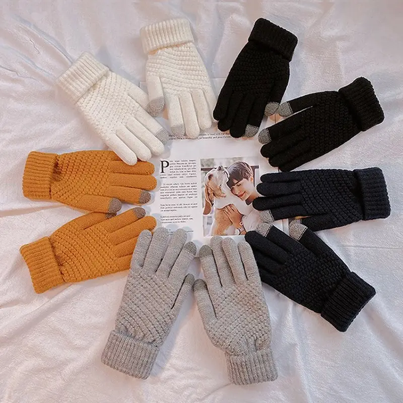 

1Pair Women Touch Screen Autumn Winter Warm Thick Gloves Touch Screen Skiing Gloves Casual Windproof Glove Girls Accessories