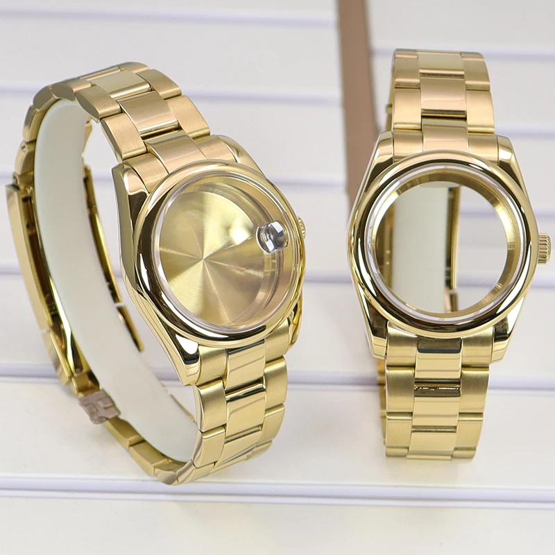 Корпус часов Fenya Gold 36 мм 40 сапфировое стекло детали ремешка для Seiko Nh34 Nh35 Nh36 4R36 Miyota