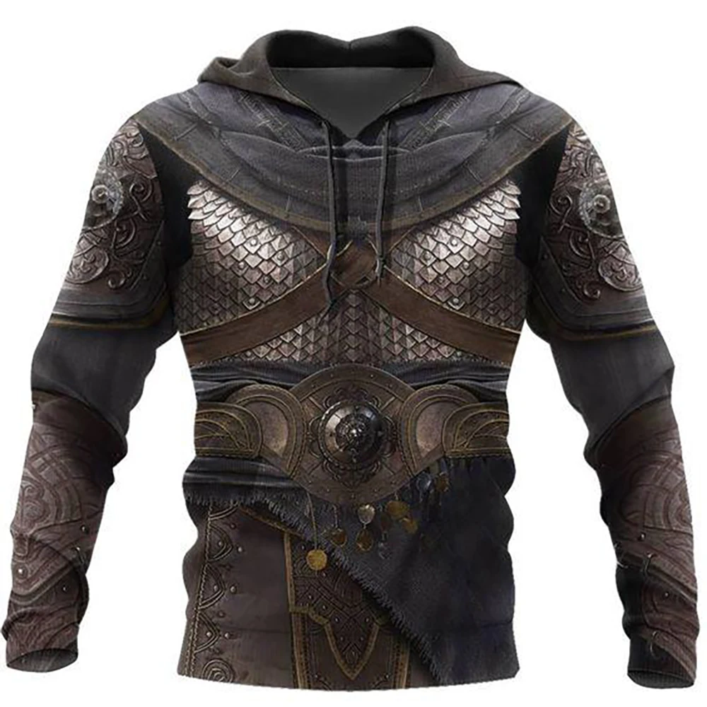 

New 3D Print Viking Costume Man Clothing Spring Essentials Hoodies Trend Unisex Long Sleeve Pullover Casual Hooded Sweatshirt