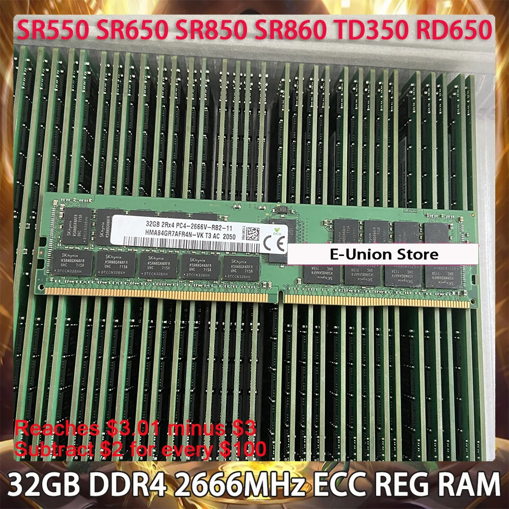 

32GB DDR4 2666MHz ECC REG RAM For Lenovo SR550 SR650 SR850 SR860 TD350 RD650 Server Memory Works Perfectly Fast Ship