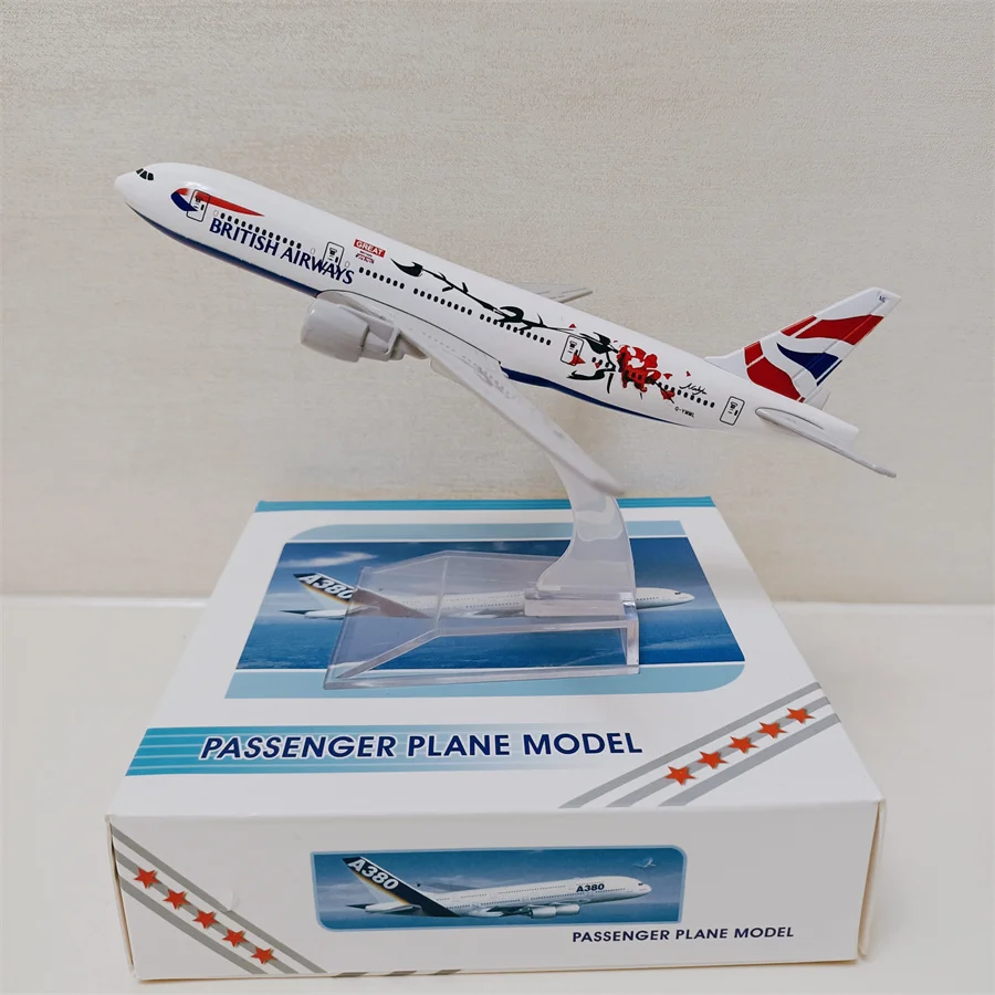 

16cm Air Great British Airways Boeing 777 B777 Airlines Plum Bossom Scale 1/400 Diecast Airplane Model Plane Toys Alloy Metal