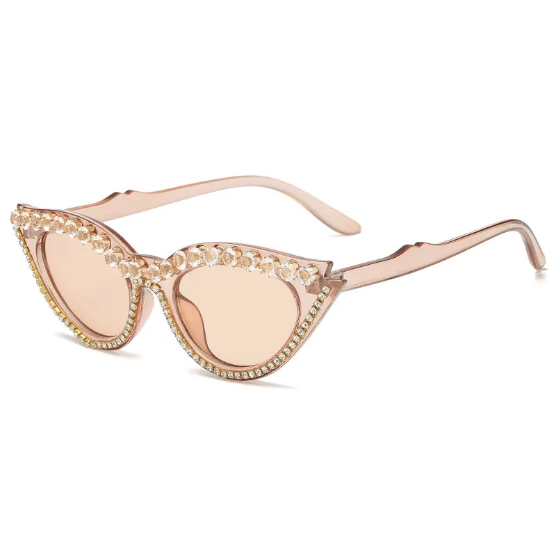 

Vintage Luxury Crystal Diamond Cat Eye Sunglasses Women Brand Designer Black Pink Frame Sun Glasses Shades Bling Bling Eyewear