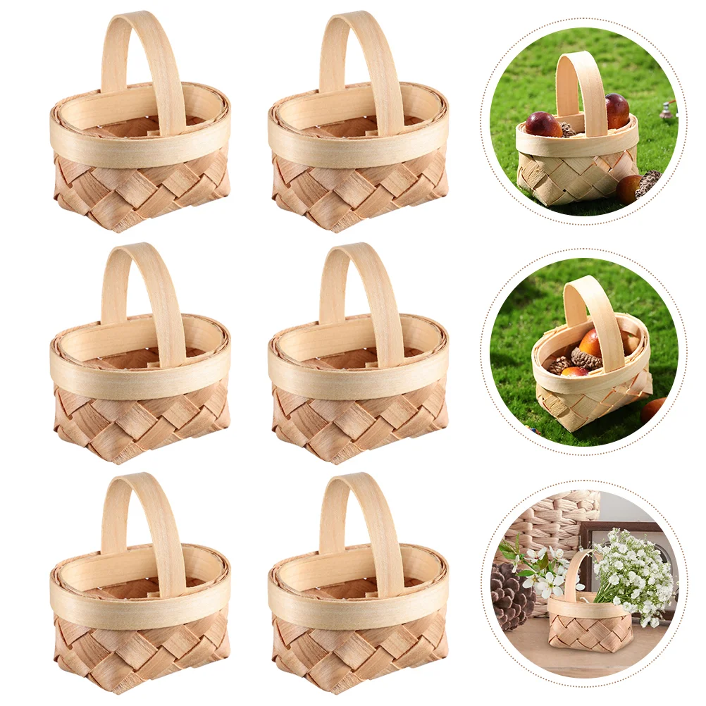 

Basket Mini Baskets Woven Tiny Wood Ornament Easter Wedding Miniature Picnic Hanging Decor Rustic Wicker Handle Favors Crafts