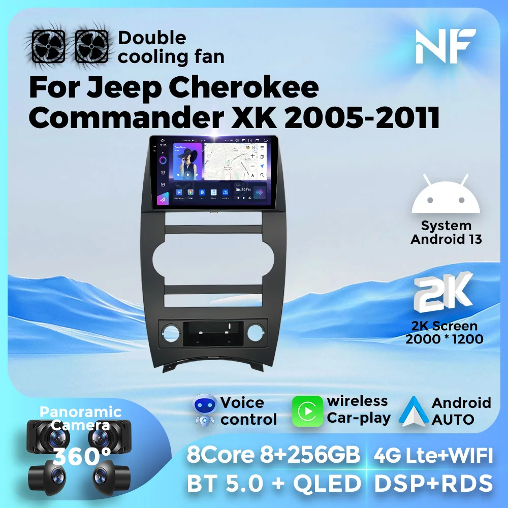 Автомагнитола 2DIN для Jeep Cherokee Commander XK 2005-2011 carplay мультимедийный видеоплеер с