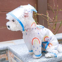 rainbow pattern transparent raincoat light waterproof coat for dogs pet cloak small dog chihuahua teddyjumpsuit dog accesorios