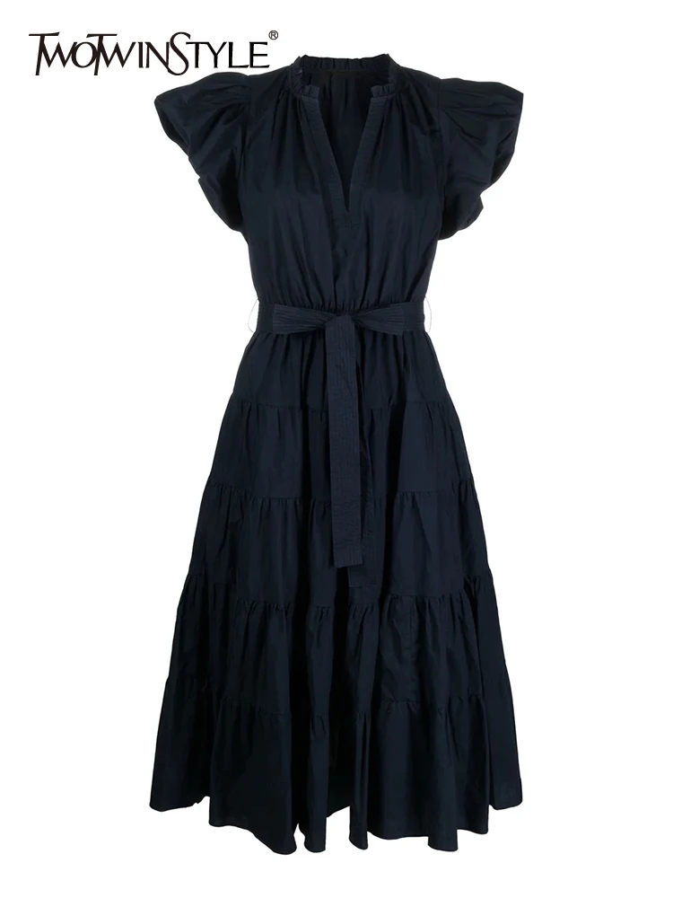 

Женское кружевное платье TWOTWINSTYLE, летнее платье без рукавов с v-образным вырезом и высокой талией, новинка 2023