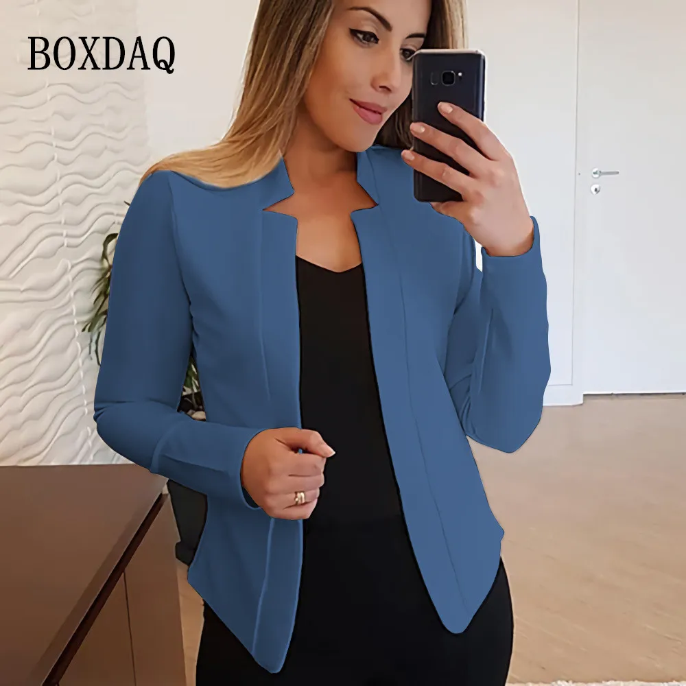 

Elegant Fashion Lady Office Cardigan Blazer Suit 2022 New Autumn Women Jacket Coats Long Sleeve Casual Slim Blue Green Jackets
