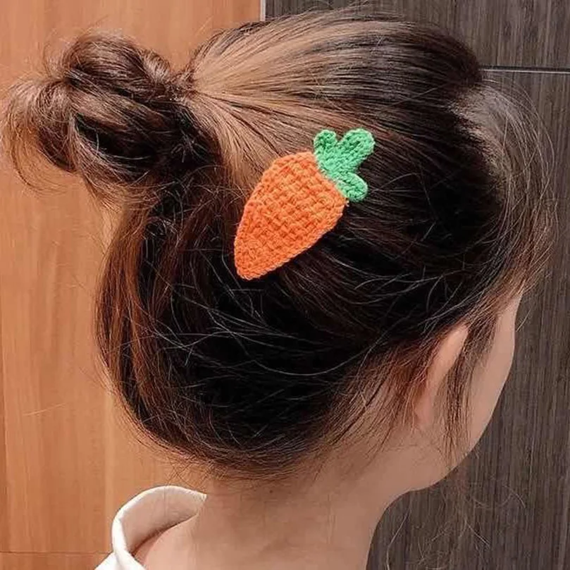 

Cute Cartoon Fruit Princess Hairpins Wool Knit Children Girls Kid Hair Clips Barrettes Accessories Hairclip Headwear Headdress