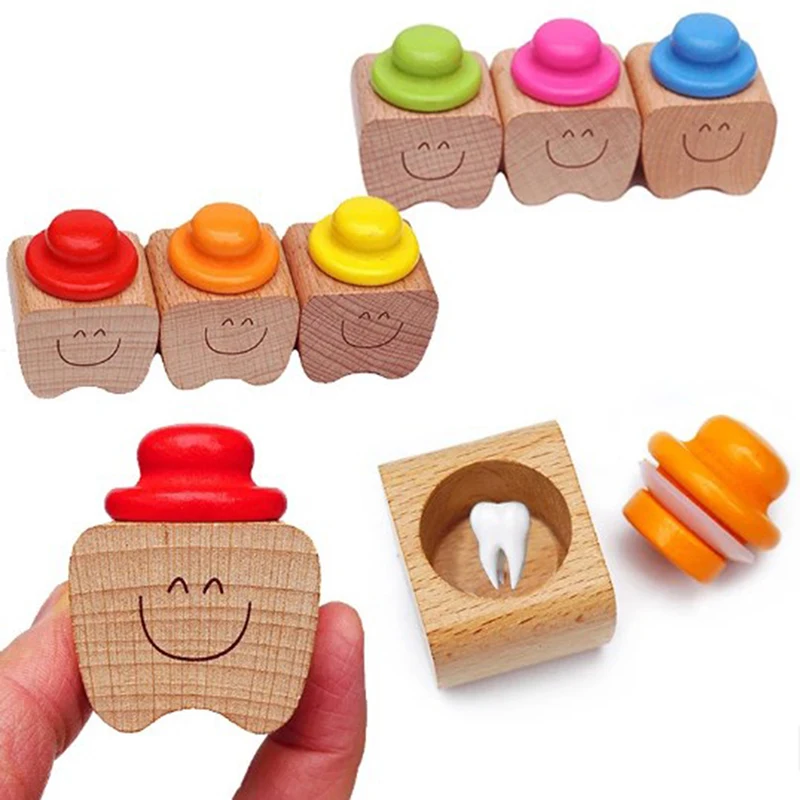 

Cute Wooden Baby Tooth Box Organizer Milk Teeth Storage Collect Deciduous First Teeth Container Kids Gift Saver Baby Souvenirs
